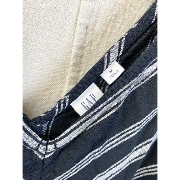 Gap Wide-Leg Crop Jumpsuit black white chevron stripe - Picture 4 of 8